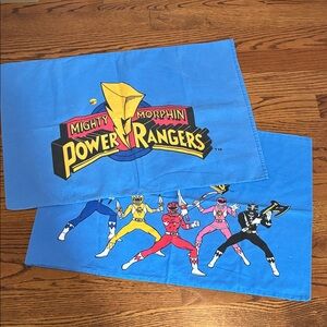 Retro Power Ranger Blue twin pillowcaseswith Multicolor Design
